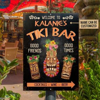 Personalized Tiki Bar Good Friends Good Times Metal Sign - Thegiftio UK