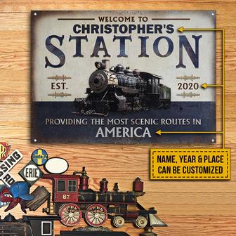 Personalized Train Station Vintage Metal Sign - Home Gift - Thegiftio UK