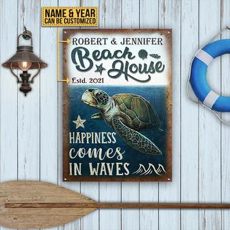 Turtle Happiness Waves Custom Metal Sign - Gift for Friends - Thegiftio UK