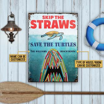Personalized Turtle Skip Straws Custom Metal Sign - Gift - Thegiftio UK