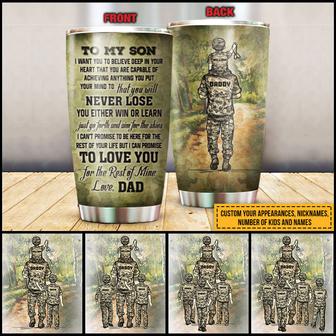 Veteran Dad And Child Never Lose Custom Tumbler - Dad Gift - Thegiftio UK