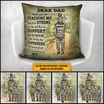Veteran Dad And Child Thank You Custom Pillow - Gift for Dad - Thegiftio UK