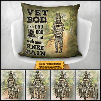 Veteran Dad And Child Vet Bod Like Dad Bod Custom Pillow - Thegiftio UK
