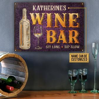 Sit Long Sip Low Personalized Metal Sign - Wine Lovers Gift - Thegiftio UK