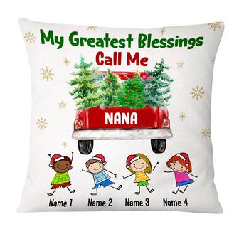 Personalized Blessed Grandma Red Truck Christmas Pillow - Thegiftio