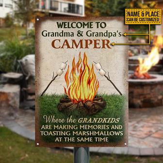Campfire Grandkids Personalized Metal Sign - Gift for Family - Thegiftio UK
