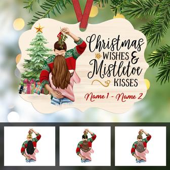 Personalized Couple Ornament, Newly Married Gift, Christmas Wishes Mistletoe Kisses Couple MDF Benelux Ornament - Thegiftio UK