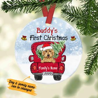 Personalized Dog First Christmas Red Truck Ornament - Thegiftio UK
