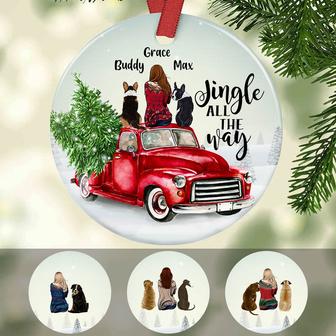 Personalized Dog Red Truck Christmas Ornament - Thegiftio UK