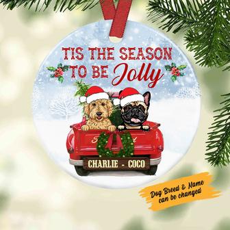 Personalized Dog Red Truck Jolly Christmas Ornament - Thegiftio