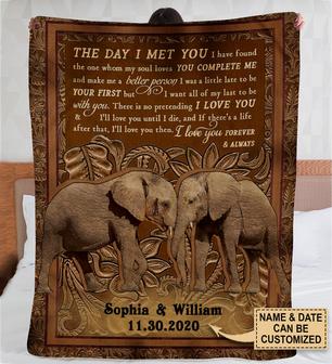 Personalized Elephant The Day I Met You Blanket Fleece Blanket - Thegiftio UK