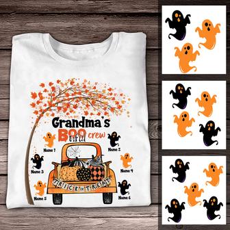 Personalized Fall Halloween Grandma Bootiful Crew T Shirt - Thegiftio UK