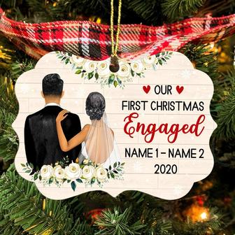 Personalized Engagement Gifts, Couple Our First Christmas MDF Benelux Ornament - Thegiftio UK