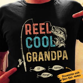 Personalized Grandpa Fishing Cool T Shirt - Thegiftio UK