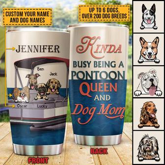 Kinda Busy Being Pontoon Queen Custom Tumbler - Dog Gift - Thegiftio UK
