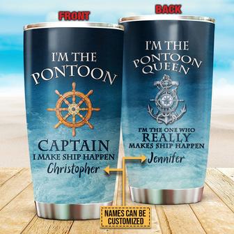 Pontoon Captain Pontoon Queen Custom Tumbler - Couples Gift - Thegiftio UK