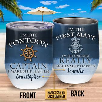 I'm The Pontoon Captain Custom Wine Tumbler - Couples Gift - Thegiftio UK