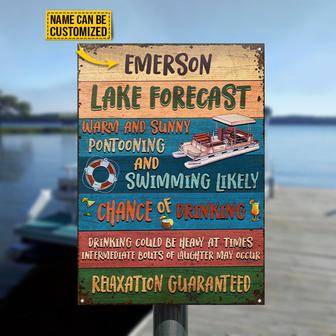 Pontoon Lake Forecast Warm And Sunny Custom Metal Sign - Thegiftio UK