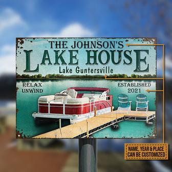 Pontoon Lake House Relax Unwind Custom Metal Sign - Thegiftio UK