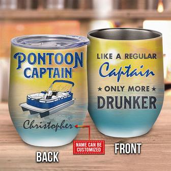 Pontoon More Drunker Custom Wine Tumbler - Gift for Boaters - Thegiftio UK