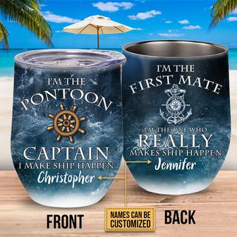 Pontoon Ocean Captain First Mate Custom Wine Tumbler - Thegiftio UK