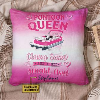 Pontoon Queen Classy Sassy Custom Pillow - Gift for Boaters - Thegiftio UK