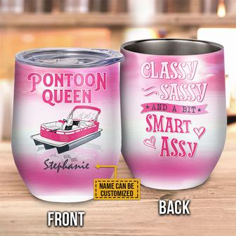 Pontoon Queen Classy Sassy Custom Wine Tumbler - Boater Gift - Thegiftio UK