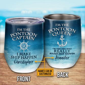 Pontoon Ship Happen Custom Wine Tumbler - Gift for Boaters - Thegiftio UK