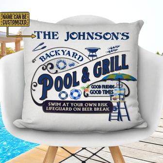 Pool Grilling Backyard At Your Own Risk Custom Pillow - Gift - Thegiftio UK