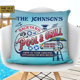Pool Grilling Backyard At Your Own Risk Custom Pillow - Gift - Thegiftio UK
