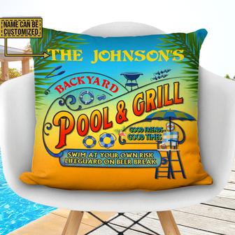 Pool Grilling Backyard At Your Own Risk Custom Pillow - Gift - Thegiftio UK