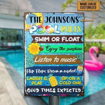 Pool Rules Swim Or Float Custom Metal Sign - Pool Decor Gift - Thegiftio UK