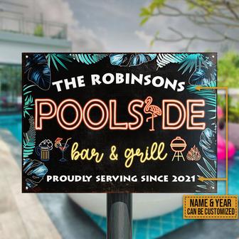 Poolside Bar & Grill Custom Metal Sign - Gift for Home - Thegiftio UK