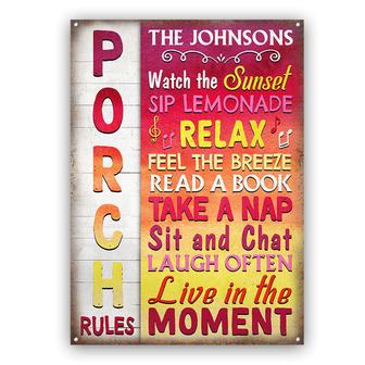 Porch Rules Watch The Sunset Custom Metal Sign - Home Gift - Thegiftio UK
