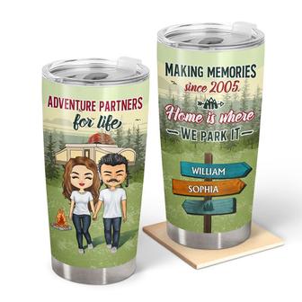 Camping Couple Adventure Partners For Life Custom Tumbler - Thegiftio UK