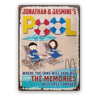 Funny Couple Pool Where The Tans Will Fade Custom Metal Sign - Thegiftio UK