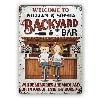 Backyard Bar Memories Custom Metal Sign - Gift for Couples - Thegiftio UK