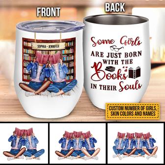 Reading Bestie Books In Souls White Custom Wine Tumbler - Thegiftio UK