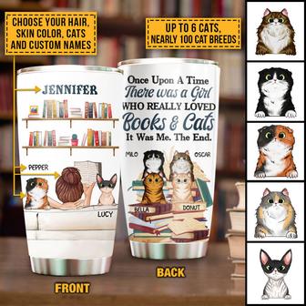 Reading Book Kitten Cat Lady Custom Tumbler - Gift for Cats - Thegiftio UK