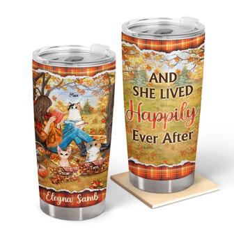 Reading Cats Girl Personalized Tumbler - Gift for Cat Lovers - Thegiftio UK