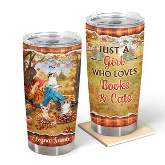 Reading Cats Girl Custom Tumbler - Gift for Cat Lovers - Thegiftio UK