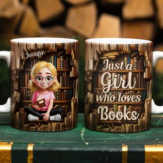 Reading 3D Effect Girl Who Loves Books Custom Mug - Thegiftio UK