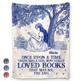 Reading Once Upon A Time There Was A Girl - Personalized Fleece Blanket, Sherpa Blanket - Thegiftio UK