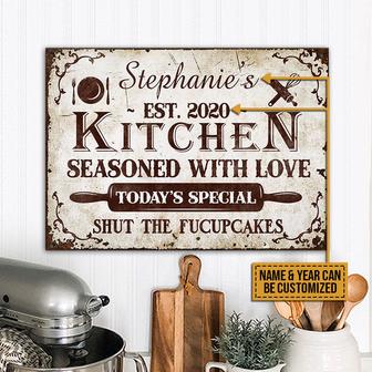 Rustic Kitchen Seasoned With Love Custom Metal Sign - Gift - Thegiftio UK