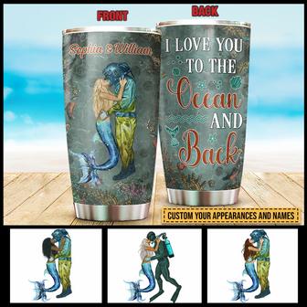 Scuba Diving Mermaid Couple Custom Tumbler - Gift for Couple - Thegiftio UK