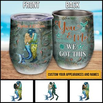 Scuba Diving Mermaid Custom Wine Tumbler - Gift for Couple - Thegiftio UK