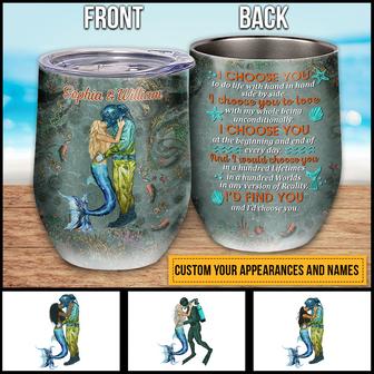 Scuba Diving And Mermaid Couple I Choose You Custom Wine - Thegiftio UK