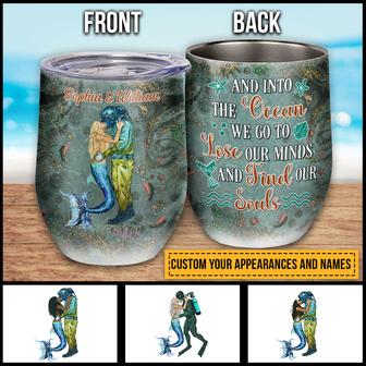 Scuba Diving Mermaid Custom Wine Tumbler - Gift for Couple - Thegiftio UK