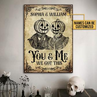 Skeleton Skull Pumpkin Couple Custom Metal Sign - Gift - Thegiftio UK