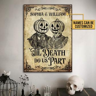 Skeleton Skull Pumpkin Couple Do Us Part Custom Metal Sign - Thegiftio UK